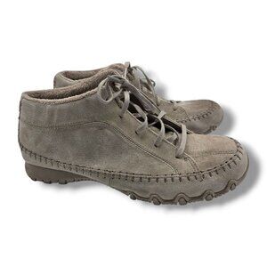 Skechers Bikers Totem Pole Chukka Boot Womens 9 Extra Wide Taupe